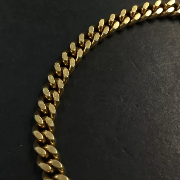 Dior Gold Curb Chain Bracelet W Logo Plaque White Accent - Picture 10 of 15